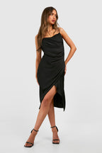 Draped Satin Slip Dress