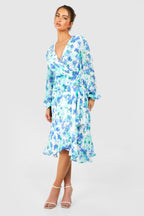 Floral Wrap Midi Dress