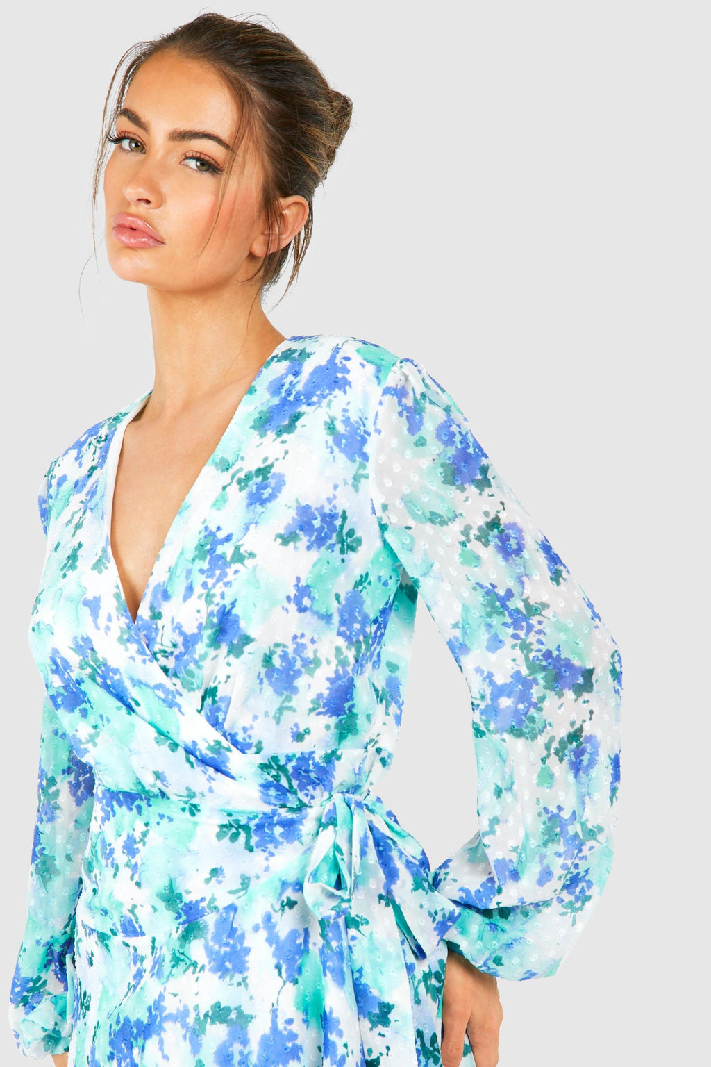 Floral Wrap Midi Dress