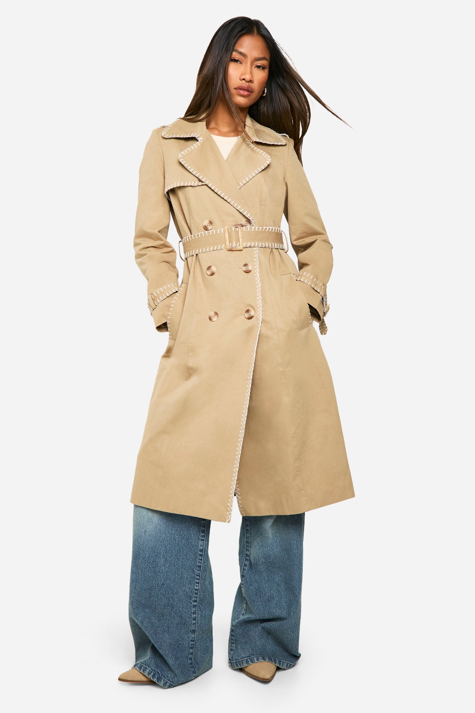 Stitch-Trim Trench Coat