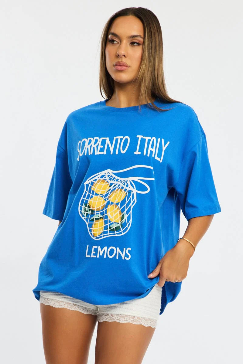 Blue Graphic Tee Short Sleeve