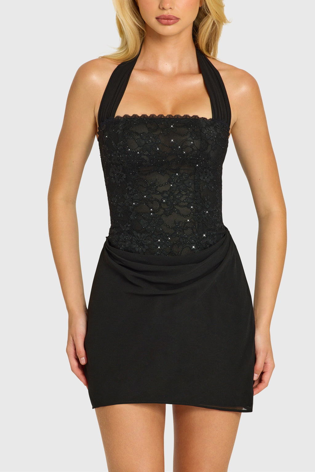 Sequin Lace Corset Mini Dress