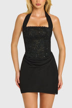 Sequin Lace Corset Mini Dress