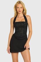 Sequin Lace Corset Mini Dress