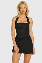 Sequin Lace Corset Mini Dress