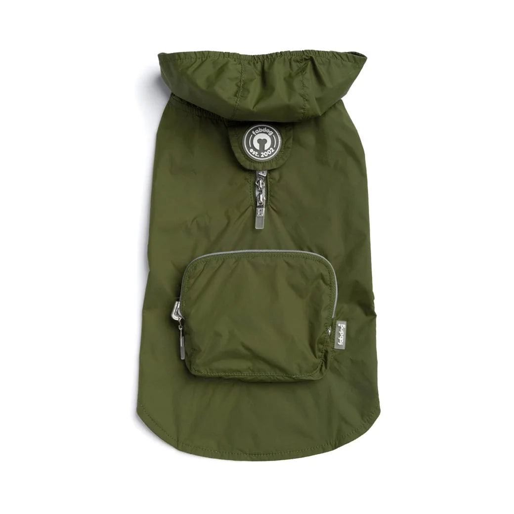 Olive hooded dog raincoat