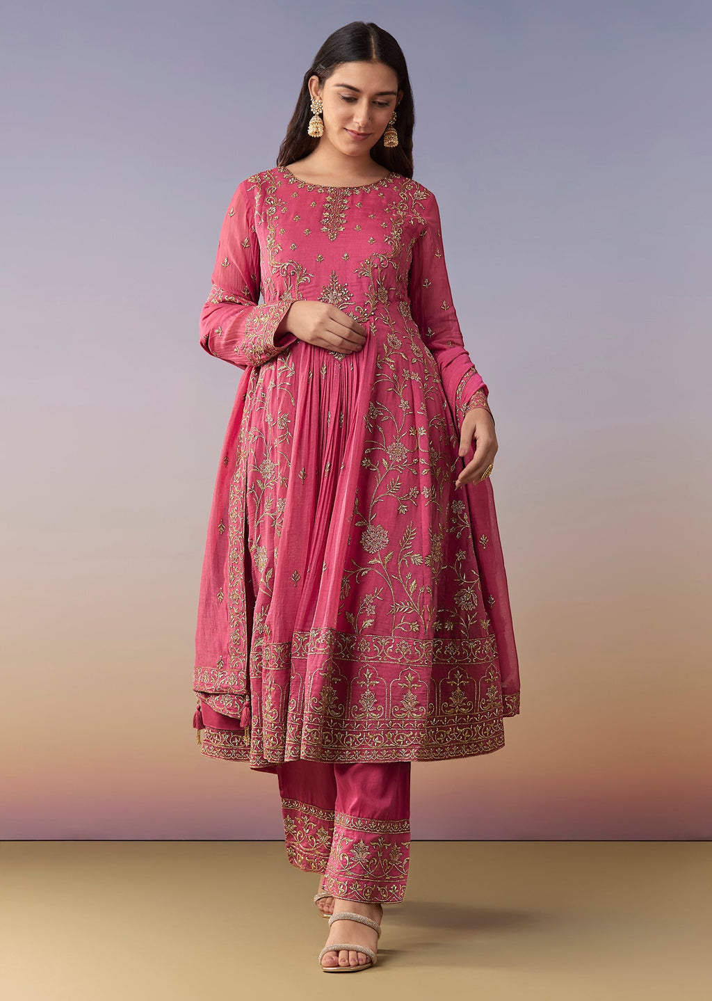 Embroidered Anarkali Set