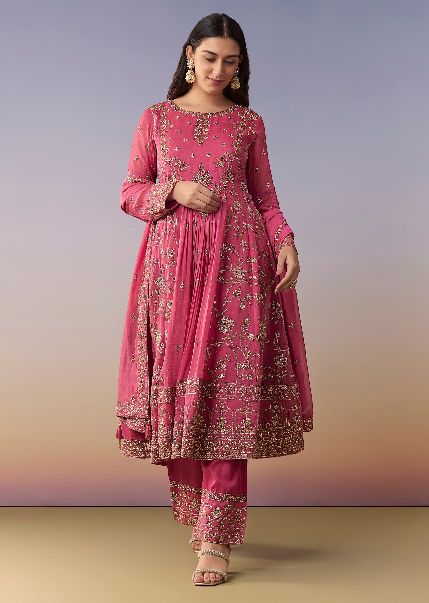 Embroidered Anarkali Set
