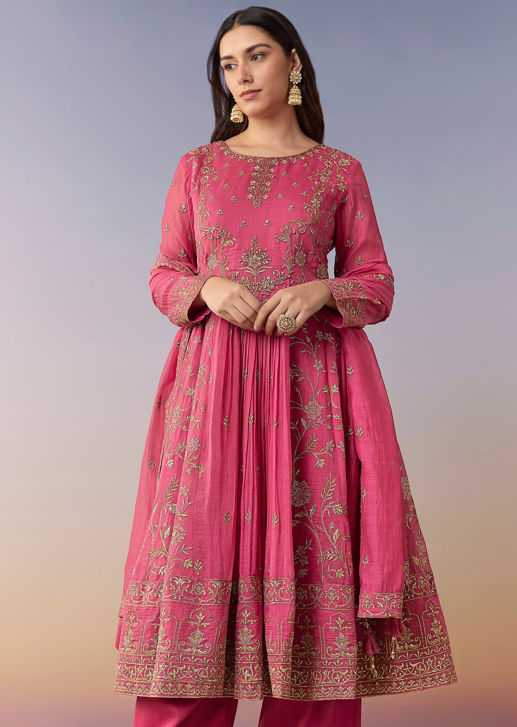 Embroidered Anarkali Set